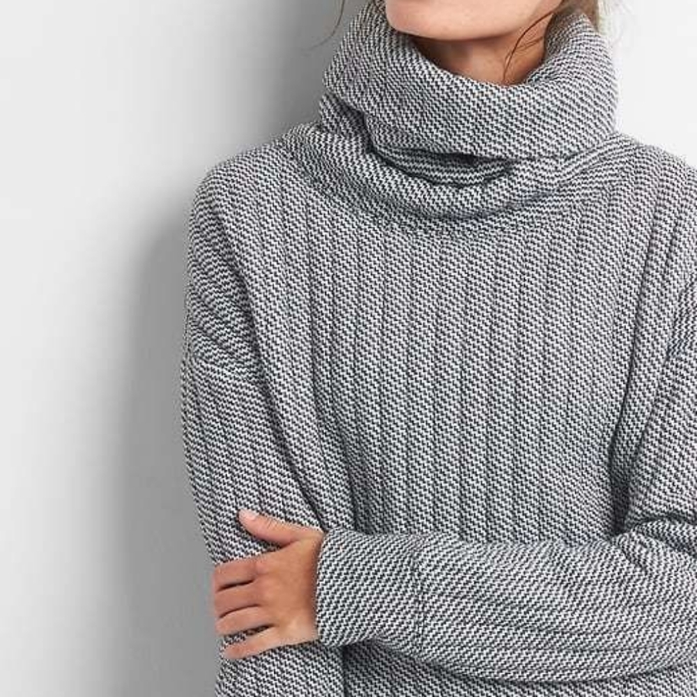 Cable-quilt Gray Marl Turtleneck